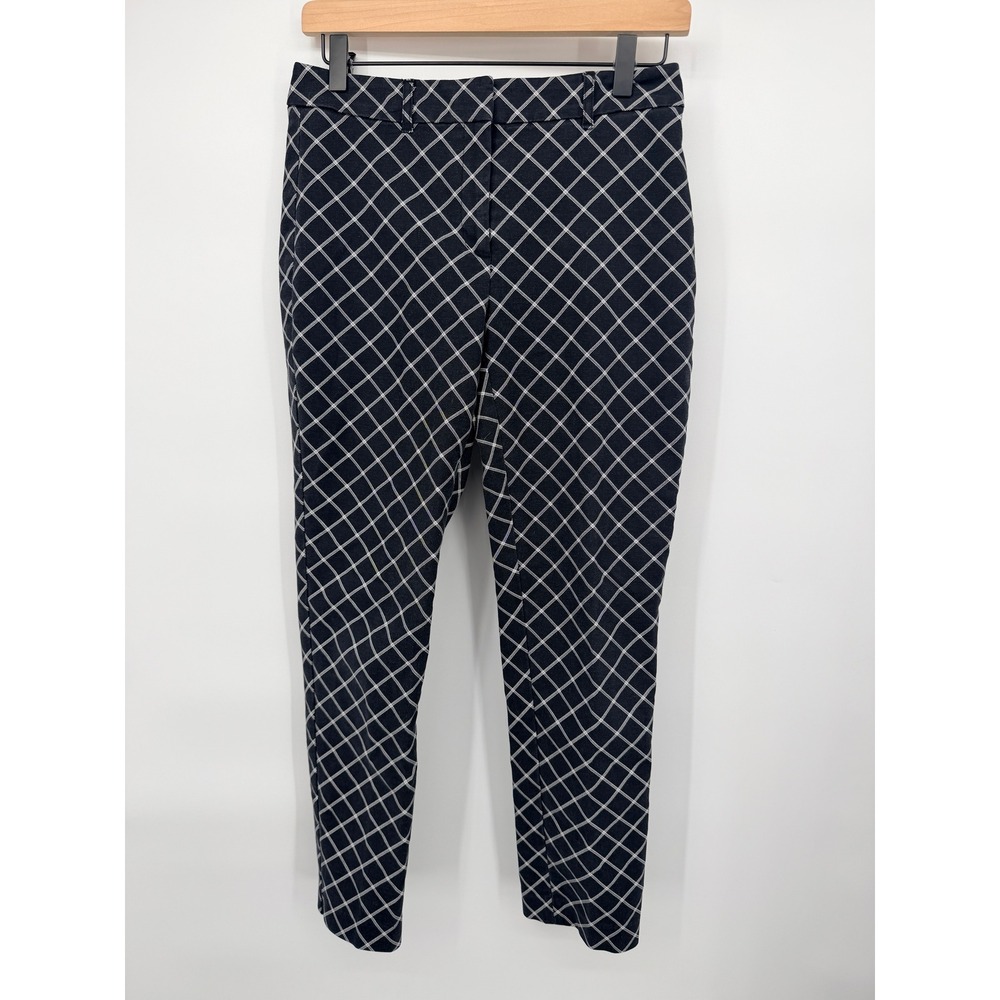 White House Black Market Slim Ankle Pants Womens 2 Black Grid Good Stretch